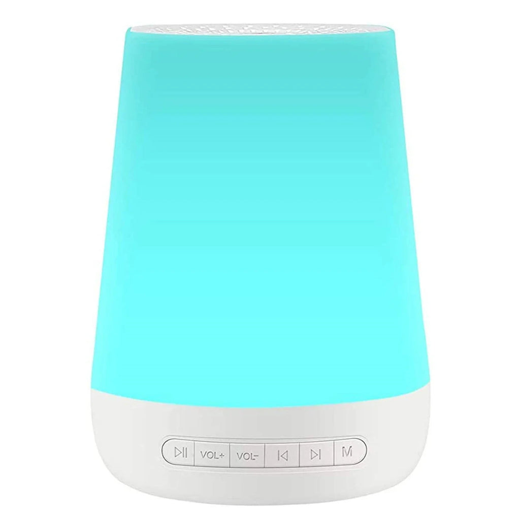 Turquoise and white electronic device with control buttons on a white background