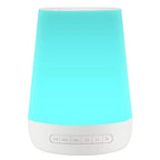 Turquoise and white electronic device with control buttons on a white background
