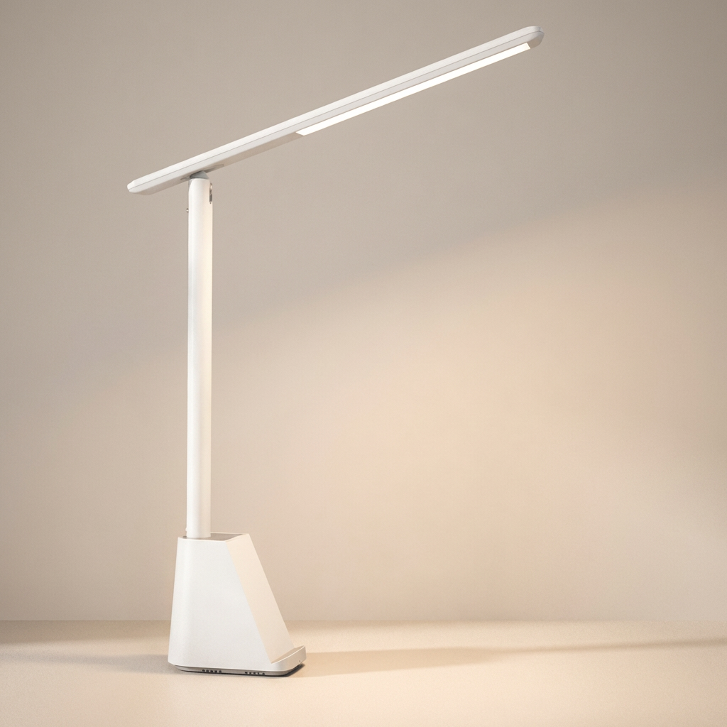 White LED desk lamp on a neutral background