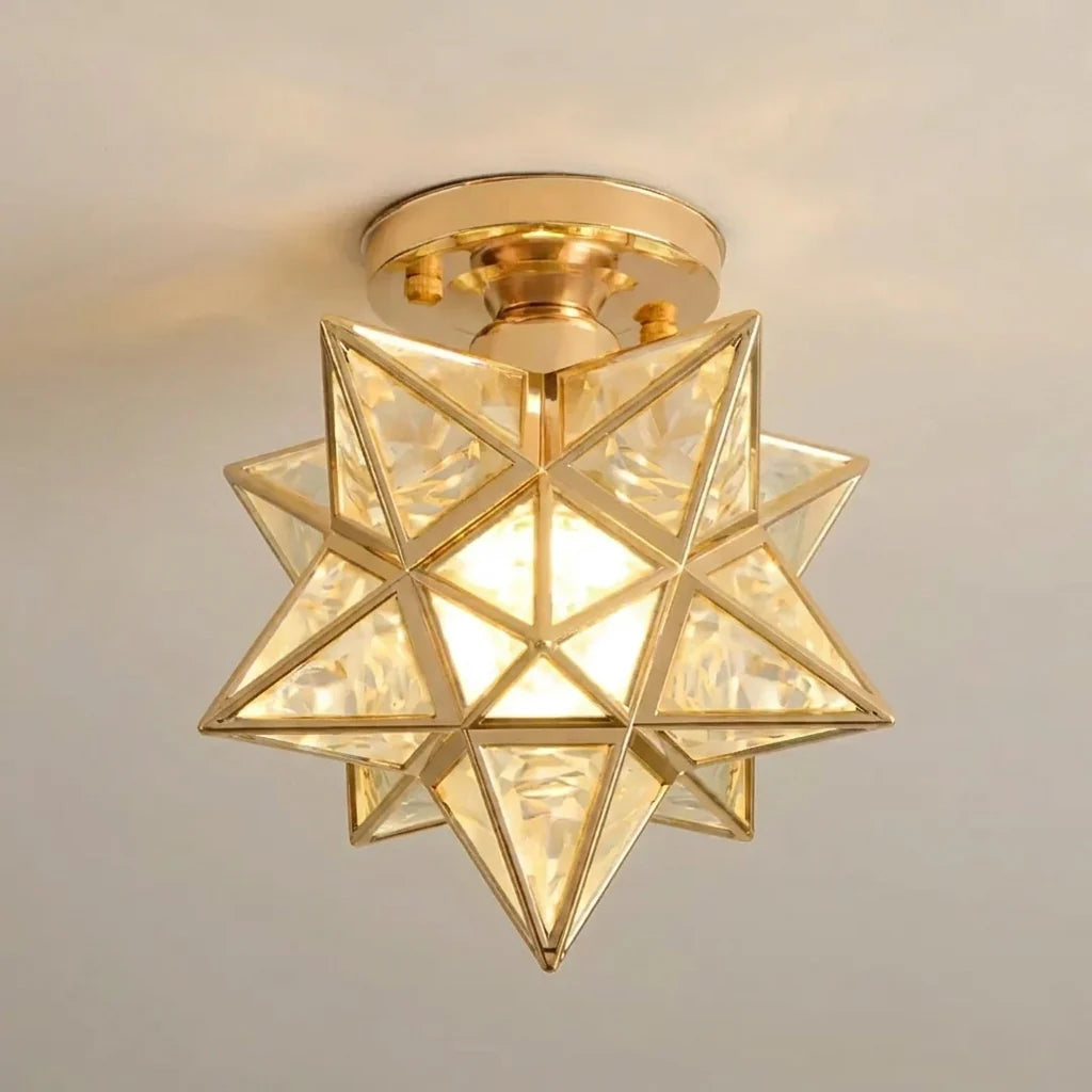 Flush Mount Star-Shaped Ceiling Light, Iron PVC Material, E27 Socket, 120V 230V Compatible 0
