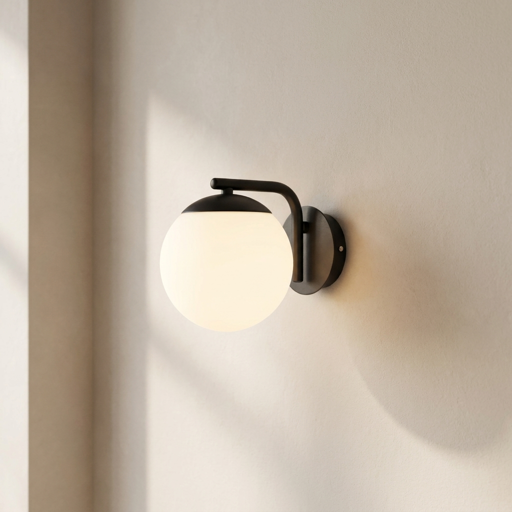 Globe Wall Light, Glass Shade, E14 Bulb, Hardwired Installation 0