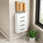Kitchen Knife Holder Wall Mounted Adhesive Rack Stainless Steel No Drill Knife Storage Organizer 1