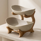 Tiered Fruit Stand, Bamboo Frame, Plastic Bowls, Available in 2 or 3 Tiers
