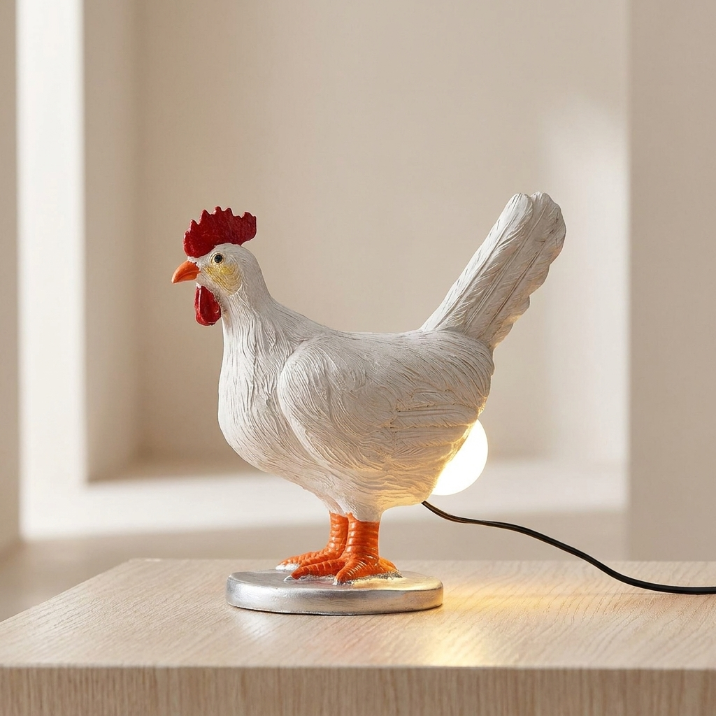 Chicken-Shaped Novelty Table Lamp, Corded, LED, Animal Figure Design