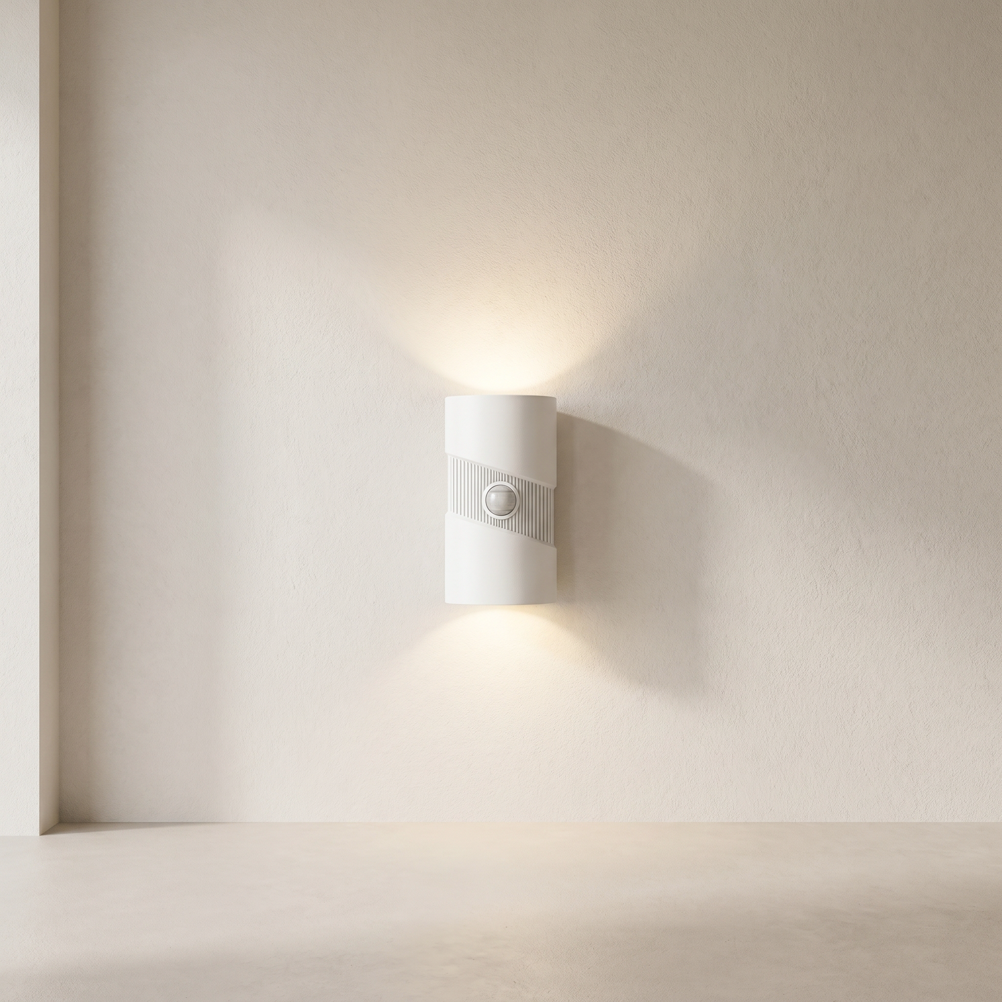 Modern wall-mounted light fixture on a neutral wall