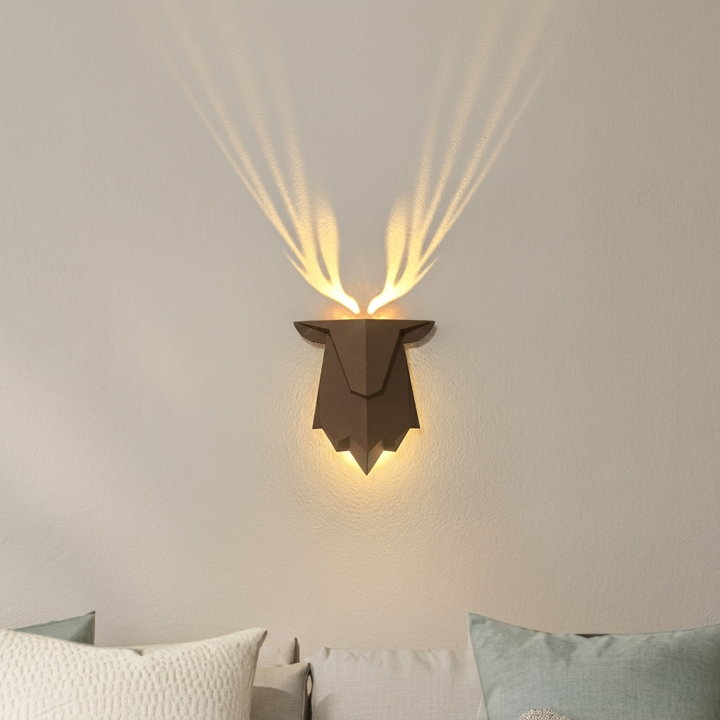 Decorative wall light fixture on a neutral wall with soft lighting.