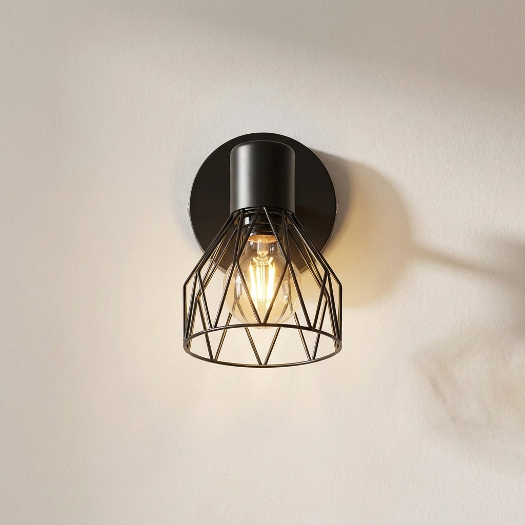 Wire Cage Spotlight, Metal Material, Adjustable Head, E14 Bulb Base