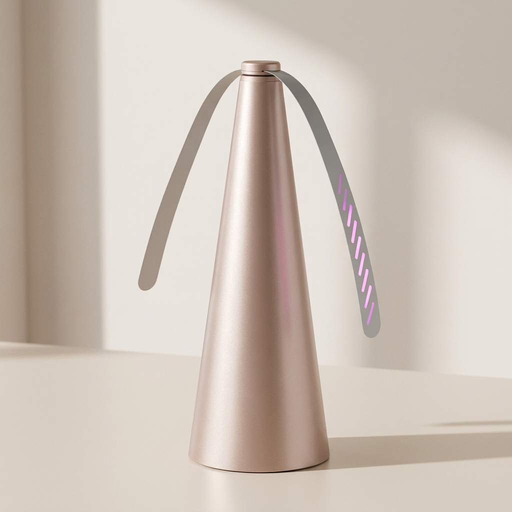 Modern pink lamp with a minimalist design on a neutral background