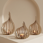 Candle Holder, Flame Shape, Bamboo, 3 Size Options