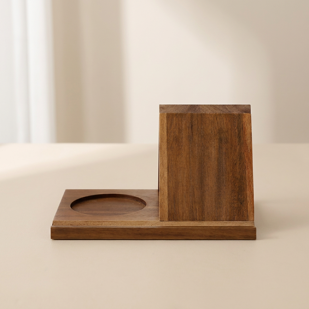 Wooden product on a beige background