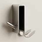 Modern wall hook with digital display on a beige background