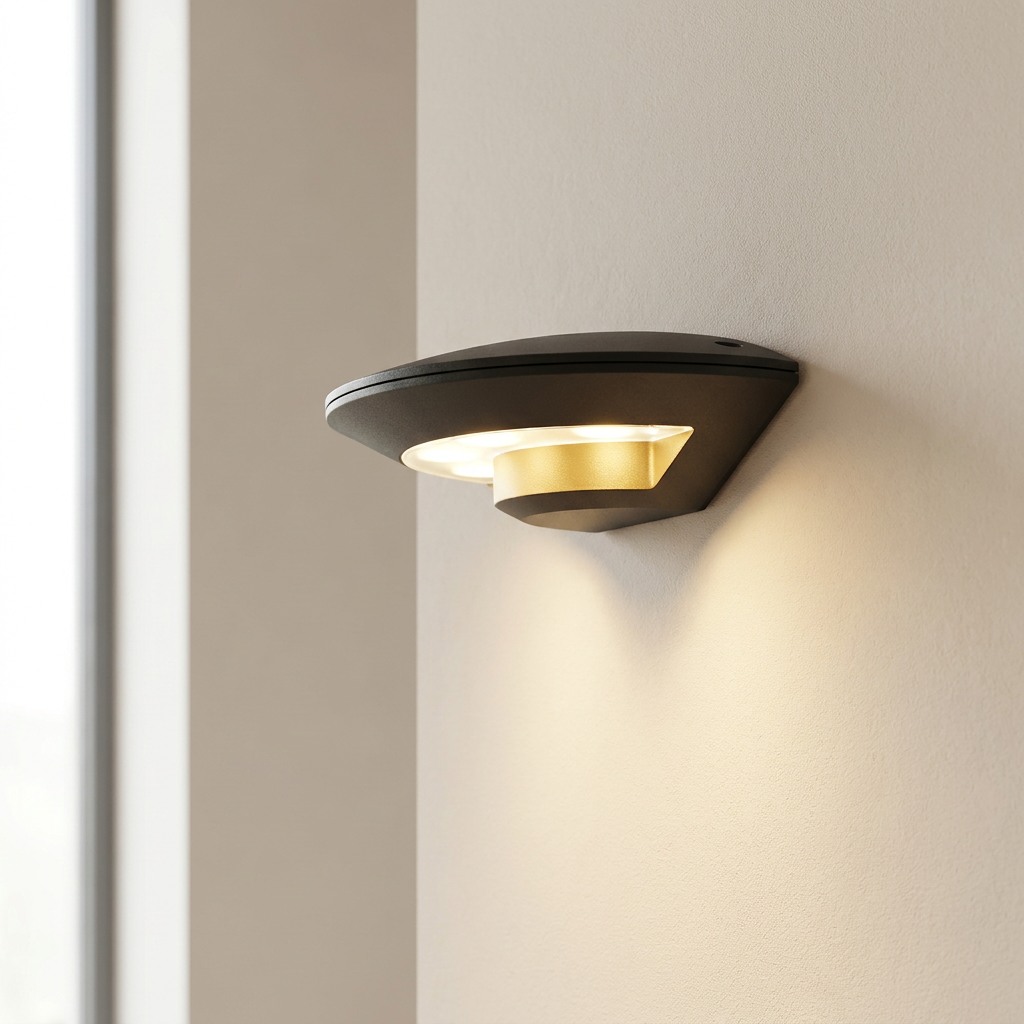 Modern wall-mounted light fixture on a neutral wall