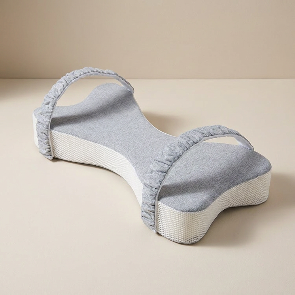 Gray sandal with a thick white sole on a beige background