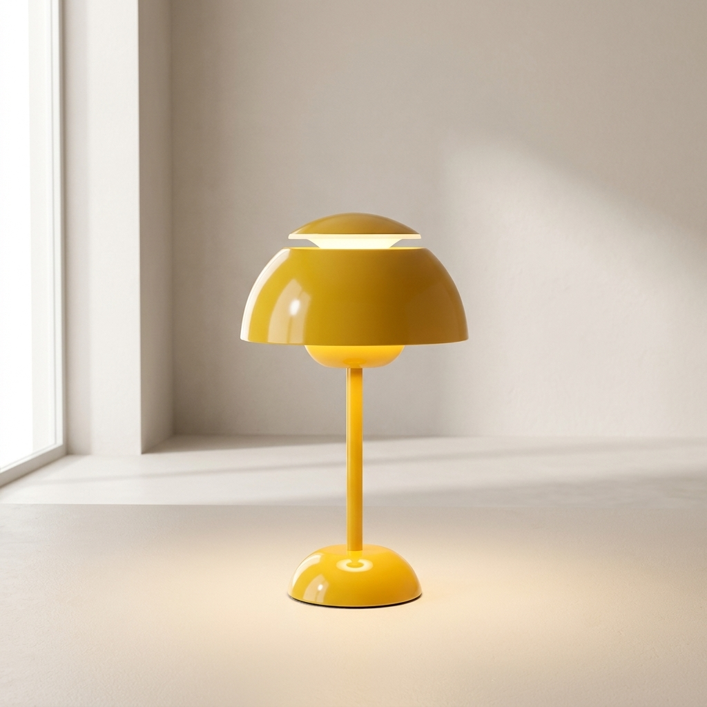 Yellow table lamp on a neutral background