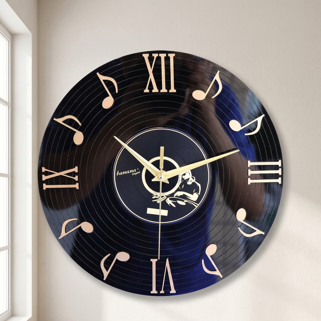 Wall Clock, Quartz Movement, Acrylic Construction, Music Note Dial 0