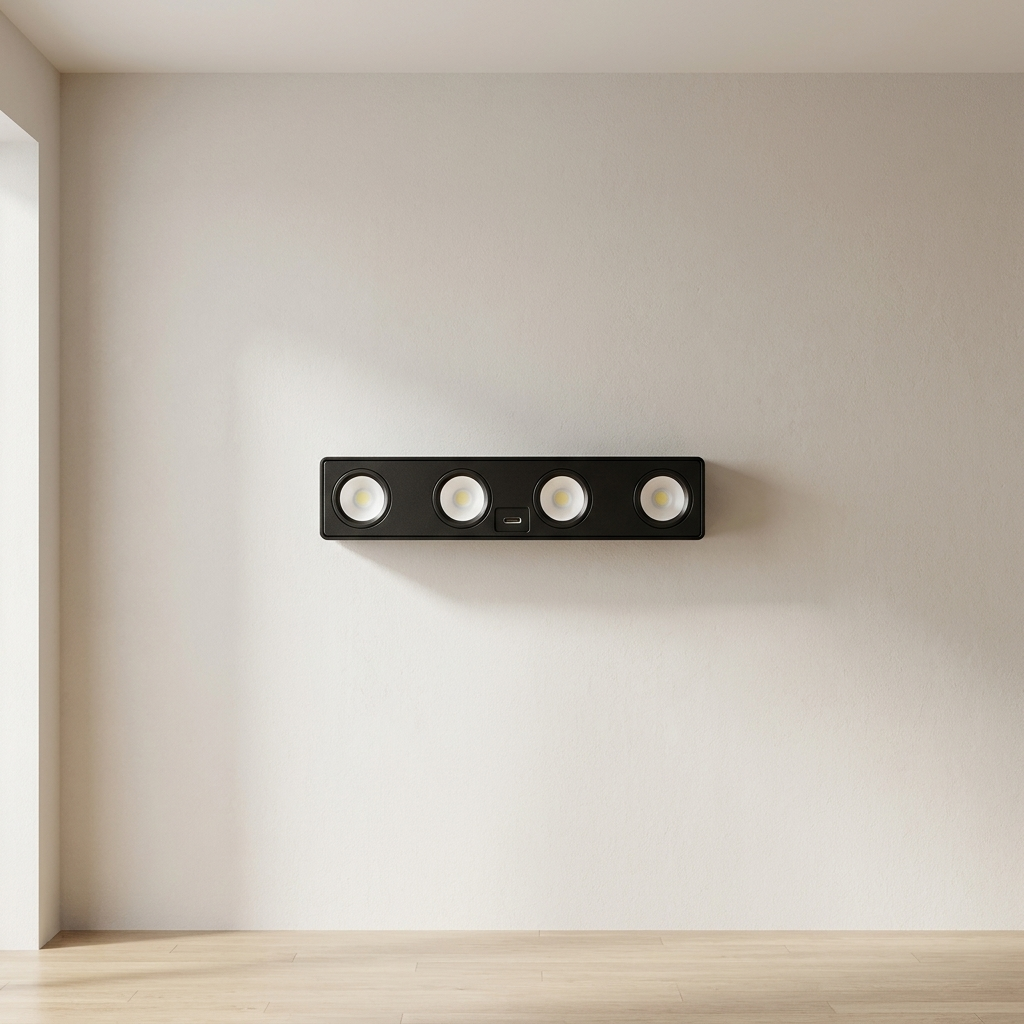 Modern wall-mounted light fixture on a neutral wall