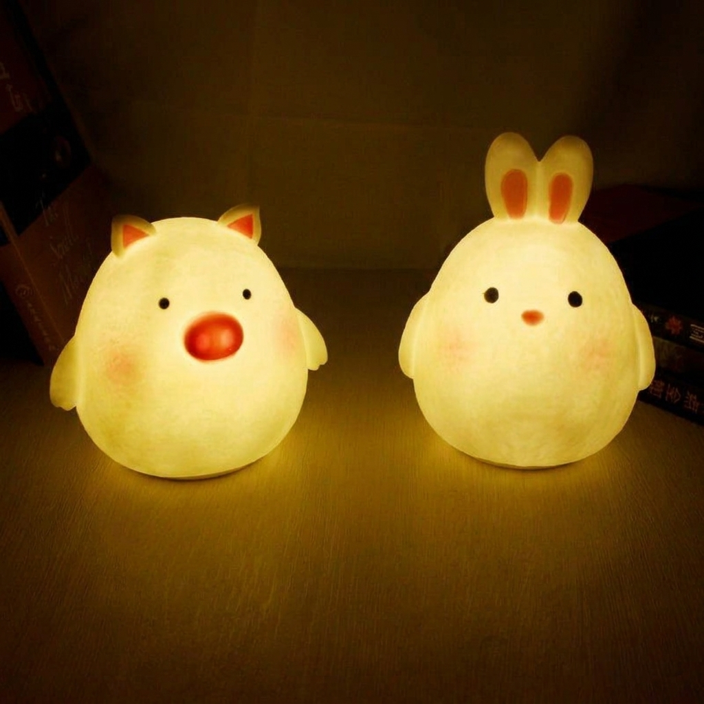 Animal Character LED Night Light, Portable, Battery Powered, Indoor Use