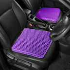 Purple car seat and floor mats on a black car interior