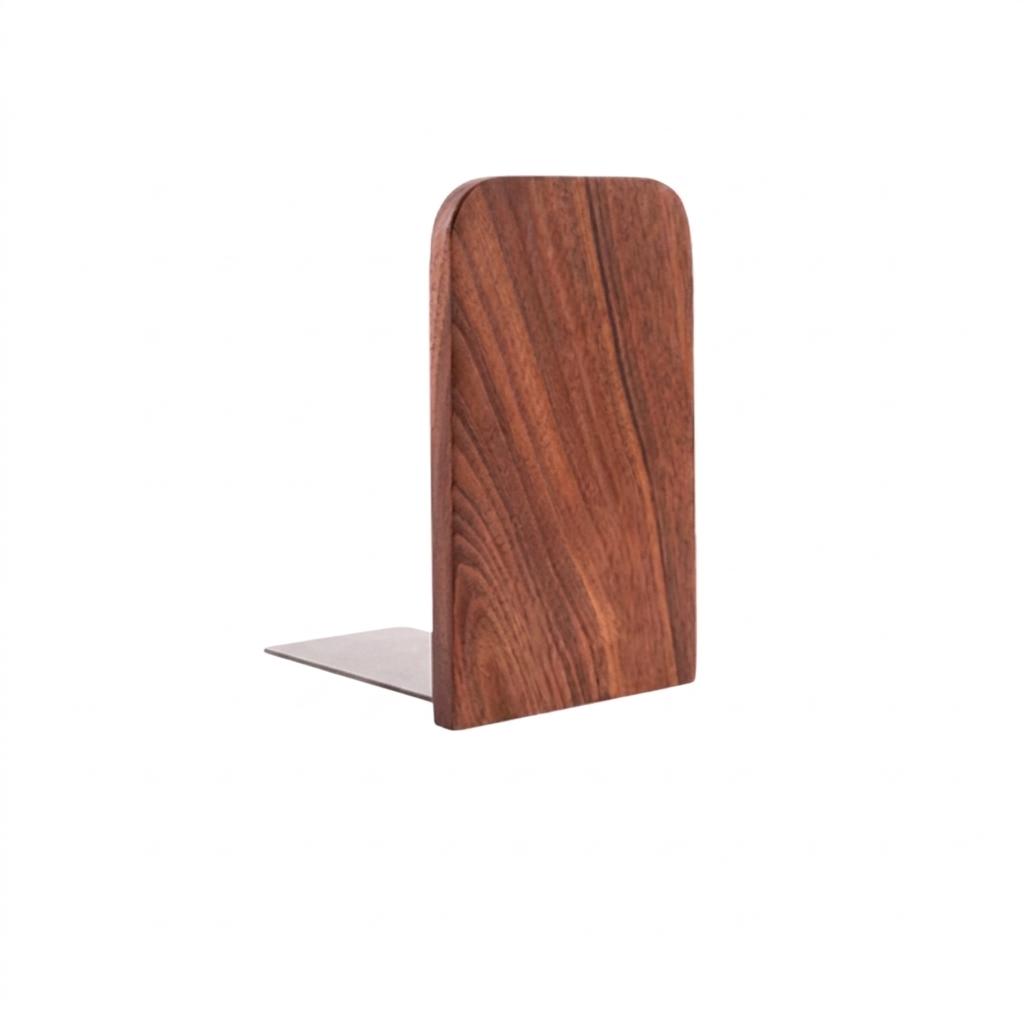 Wooden bookend on a white background