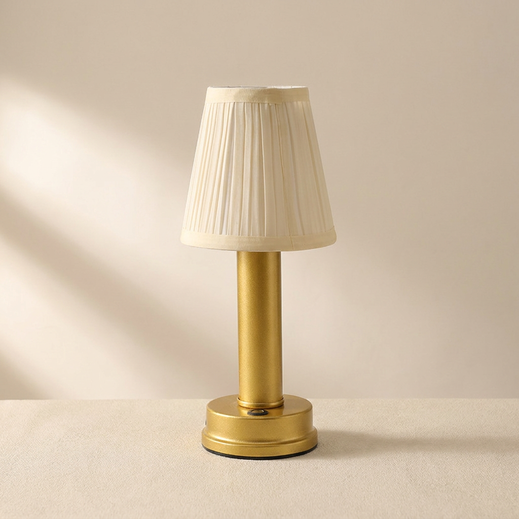 Wireless Table Lamp Construction Integrated LED Polished Brass Finish