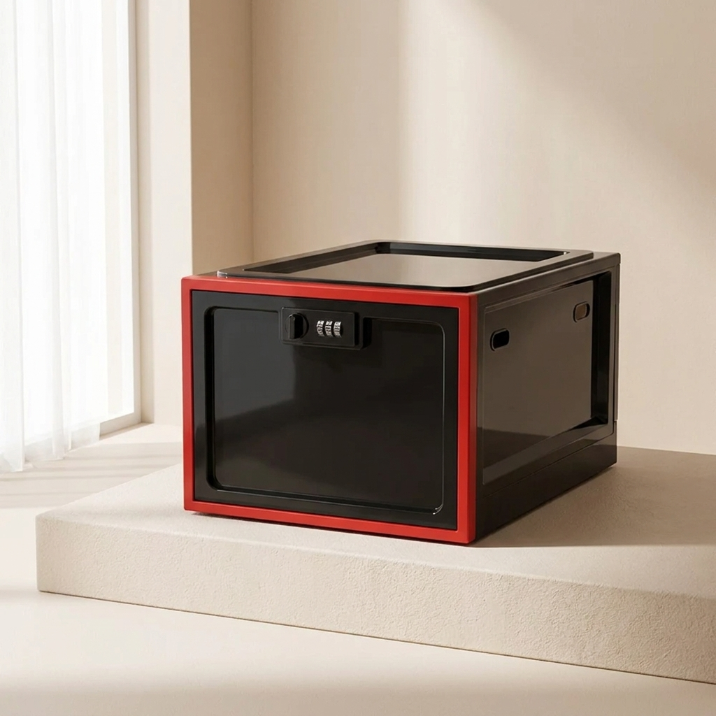 Lockable Refrigerator Storage Bin, Combination Lock, Clear Design, Ventilated Storage