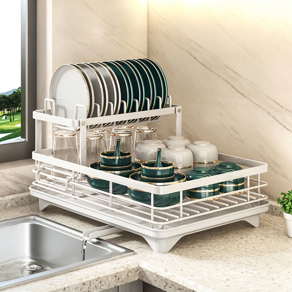 Dish Drying Rack, Countertop, Removable Rack, Kitchen Organizer 3