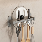 Wall Mounted Kitchen Hook Rack Metal Adhesive Utensil Organizer