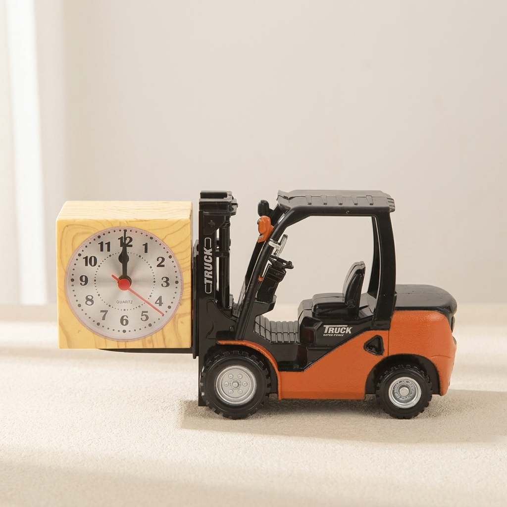 Forklift Alarm Clock, Quartz Movement, Analog Display, Battery Operated 0