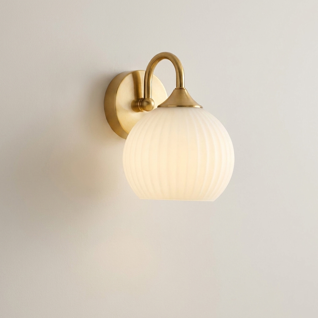 Wall Lamp Iron Striped Glass Wall Mounted Light Fixture