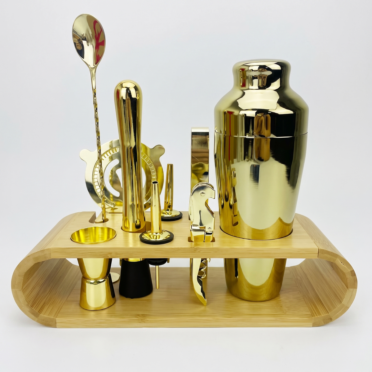 Cocktail Shaker Set 10 Piece with Stand Home Bar Kit