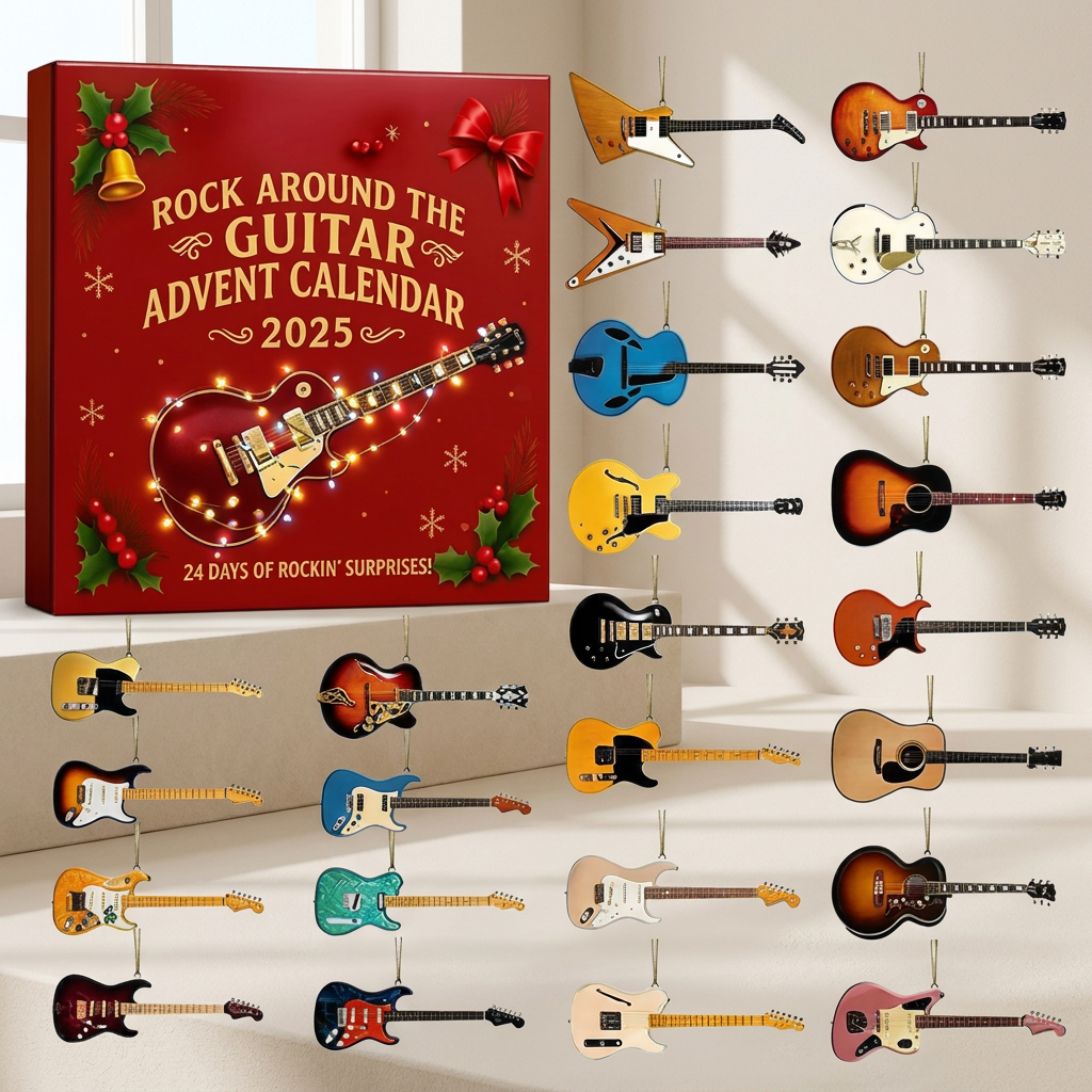 Guitar Advent Calendar with 24 Mini Rock Music Ornaments