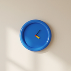 Blue lid with colorful buttons on a beige background