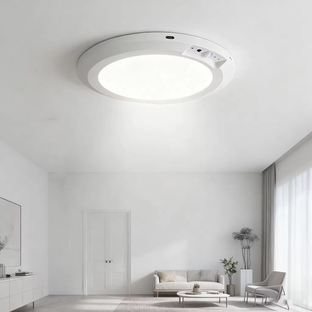 Ceiling light fixture in a modern living room setting