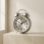 Twin Bell Alarm Clock with Oversized Dial and Vintage Finish