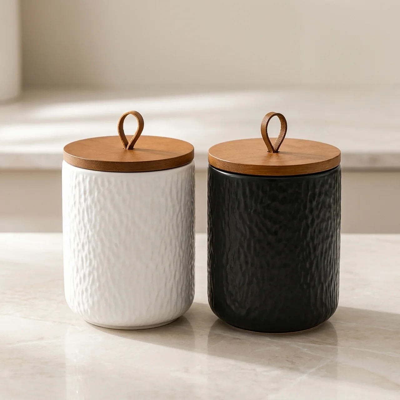 Airtight Kitchen Jar Rock Texture Finish Countertop Storage Container