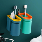 Toothbrush and Toothpaste Holder with Self Adhesive Wall Mount