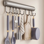 Kitchen Wall Hook Rack Multi Hook Gray Black