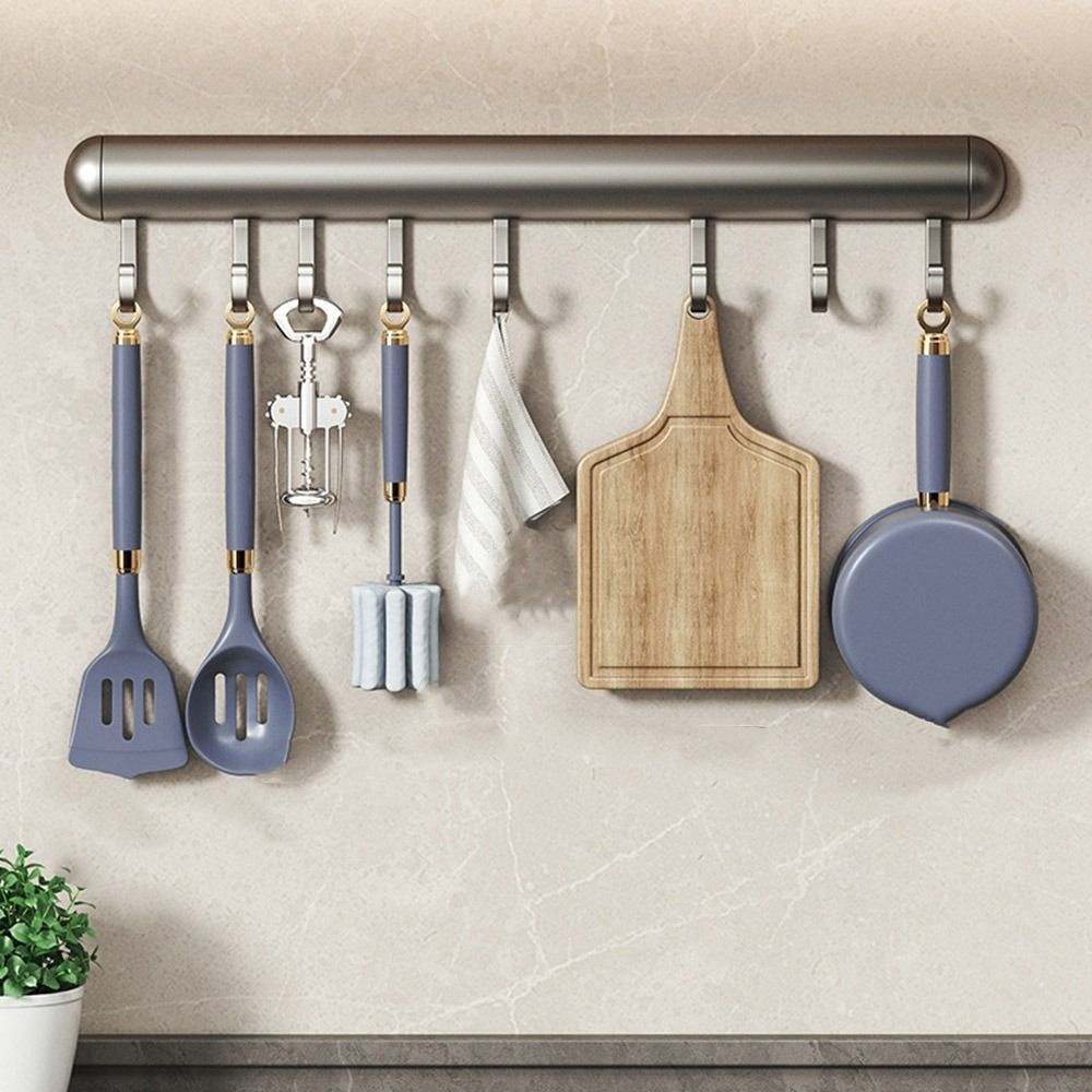 Kitchen Wall Hook Rack Multi Hook Gray Black