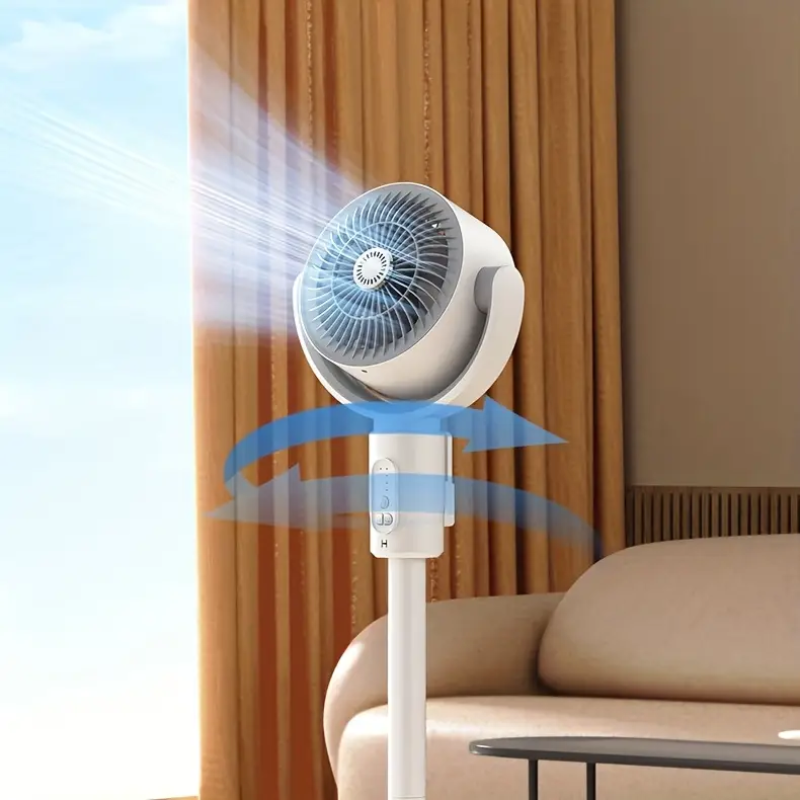 Motor Pedestal Fan Quiet Operation 90 Degree Oscillation Remote Control White