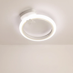 A modern circular LED ceiling light fixture with a butterfly accent, shown installed on a plain off-white ceiling.