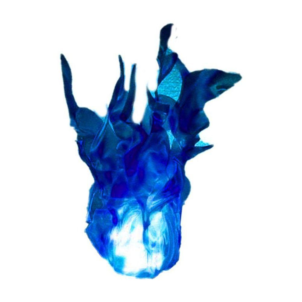 A translucent blue decorative object with a flame-like or abstract organic shape, shown against a plain white background.