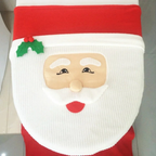 Christmas Santa Toilet Seat Cover Set with Floor Mat and Toilet Tank Topper