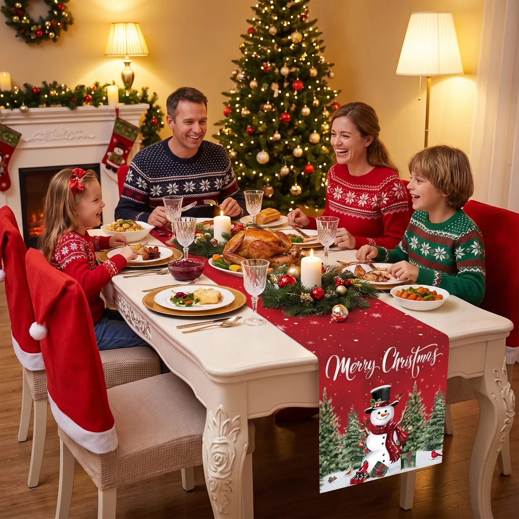 Christmas Table Runner Festive Holiday Design for Dining Table