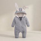 Baby Hooded Bunny Romper with Bunny Ears Full Zipper