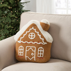 Gingerbread House Christmas Cushion 32cm Fleece with Embroidered Details