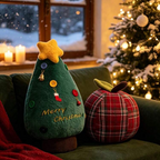 Festive Christmas Plush Figures with Candy Apple and Tree Designs