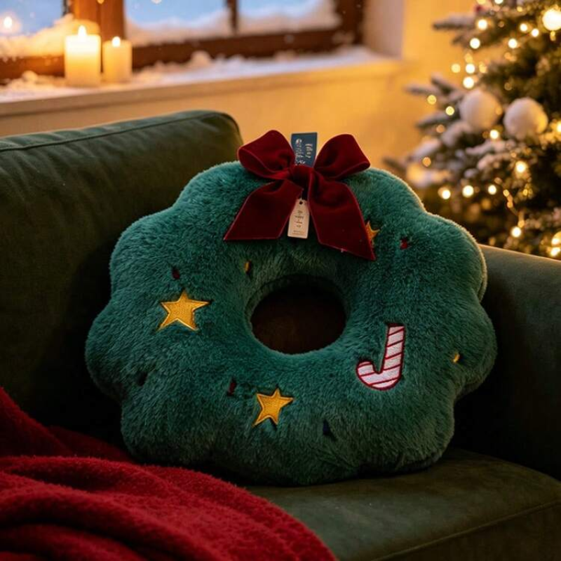 Festive Christmas Plush Figures with Candy Apple and Tree Designs