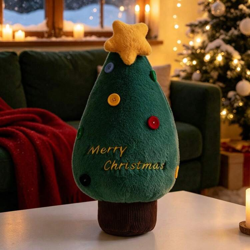 Festive Christmas Plush Figures with Candy Apple and Tree Designs
