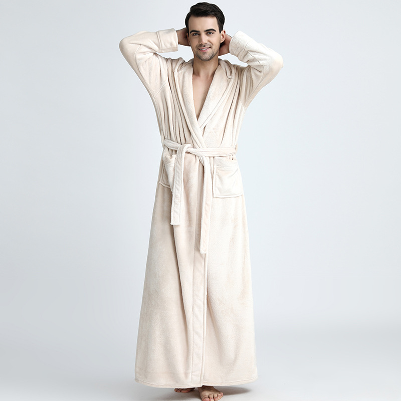 Men’s Hooded Plush Fleece Bathrobe – Soft Warm Robe for Home, Spa & Lounging