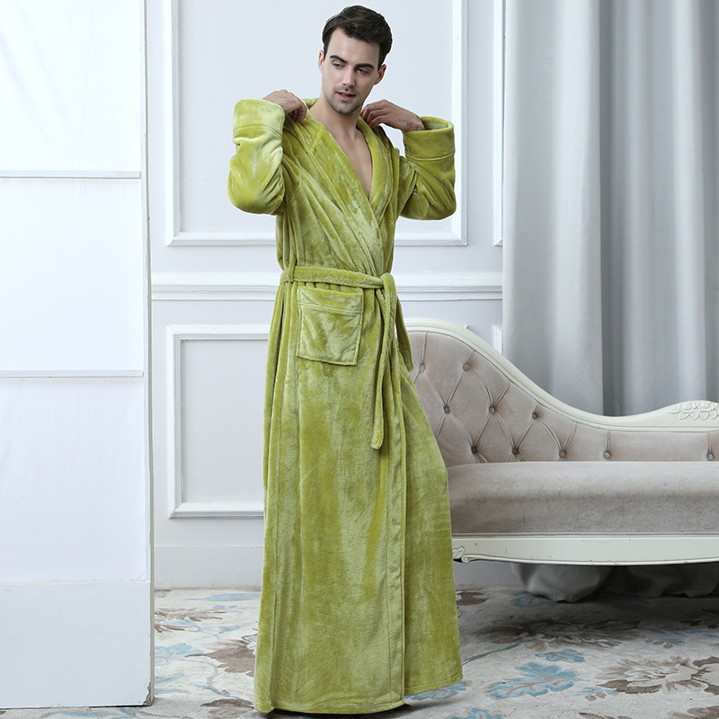 Men’s Hooded Plush Fleece Bathrobe – Soft Warm Robe for Home, Spa & Lounging